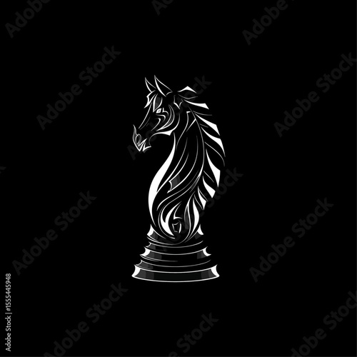 Chess horse logo flat vector design