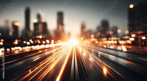 City Lights Abstract at Incredible Speeds, Evening Glow