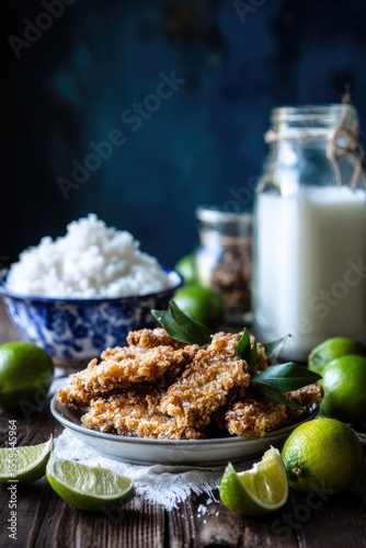 Creamy Breakfast with Citrus Delights and Rustic Charm