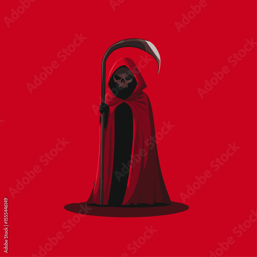 Grim reaper with scythe mascot logo flat vector design