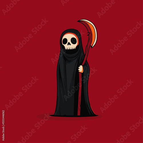 Grim reaper with scythe mascot logo flat vector design