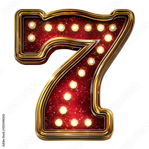 Lucky Seven: Illuminated Jackpot Symbol on a white background.