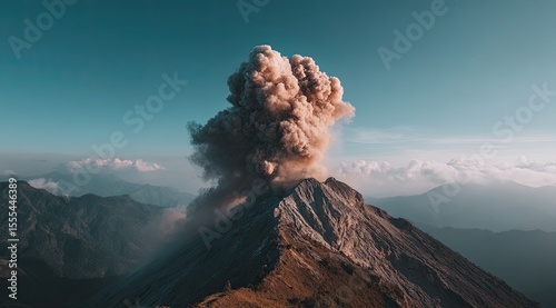 Majestic Eruption Volcanic Power Underneath Azure Sky