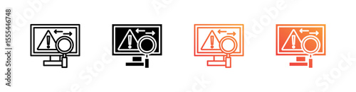 Detection Multiple Style Icon Set Vector 