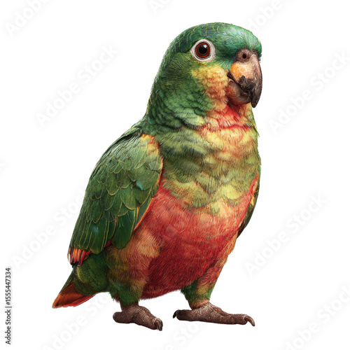 Vibrant Parrot Portrait on Black Background on white background