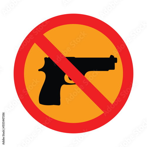 No guns allowed symbol with handgun silhouette inside red prohibition circle