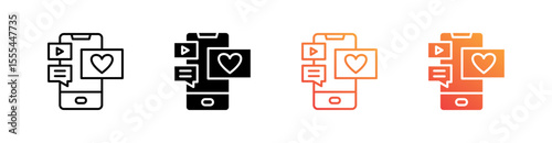 Social Media Multiple Style Icon Set Vector 