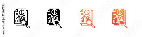 Market Analysis Multiple Style Icon Set Vector 