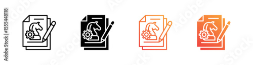 Strategy Multiple Style Icon Set Vector 