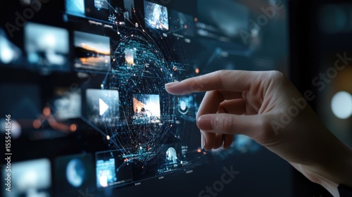Media nexus - streaming revolution, online interaction, social engagement, content broadcasting, global outreach, digital communication, entertainment technology, platform evolution.