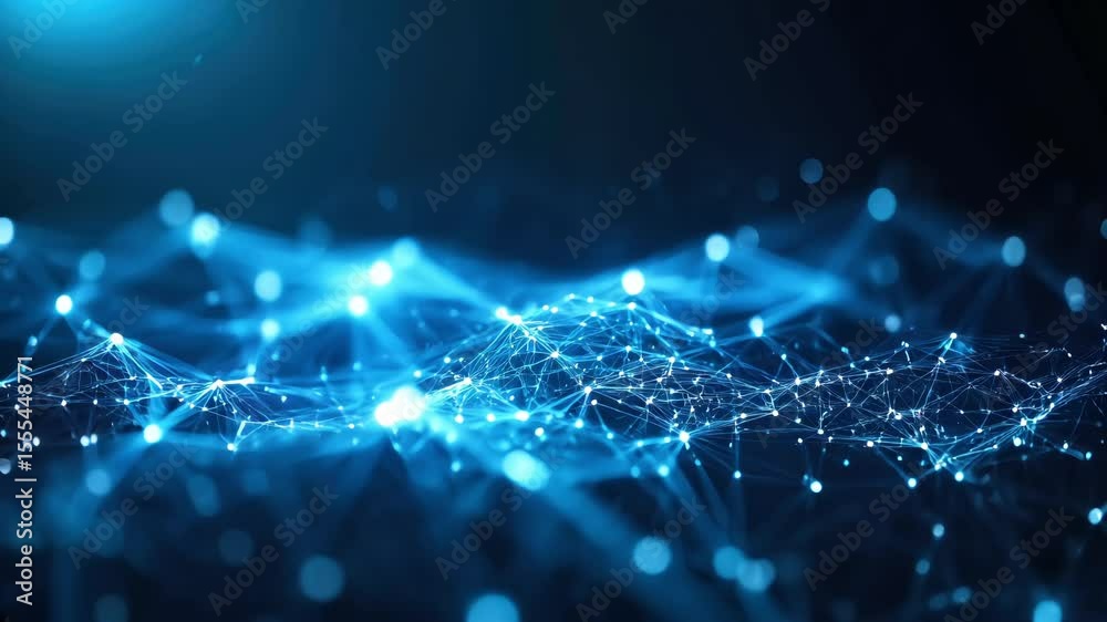 abstract blue technology background with moving plexus lines and dots animation