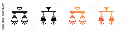 Ceiling Lamp Multiple Style Icon Set Vector 