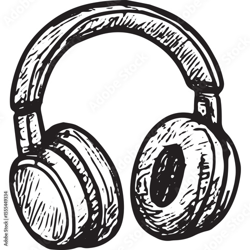 Drawing of over-ear headphones for work focus