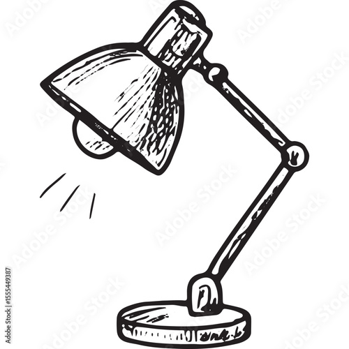 Doodle of a modern desk lamp illuminating a workspace