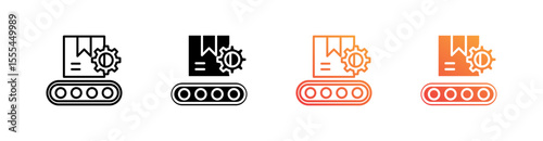 Production Multiple Style Icon Set Vector 