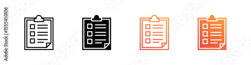 Clipboard Multiple Style Icon Set Vector 