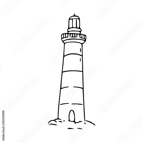 nautical lighthouse line art drawing