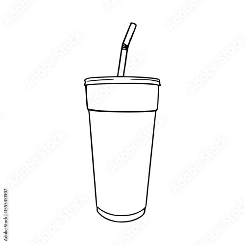 disposable drink cup with straw vector