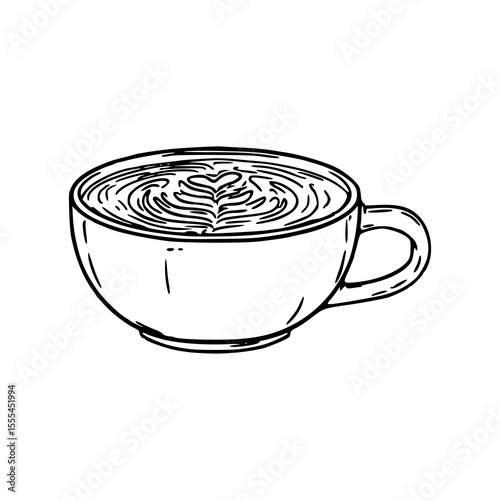 latte art coffee cup vector illustration