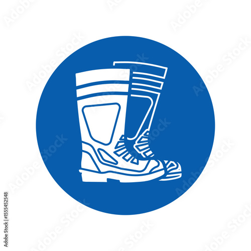 mandatory safety signs icon_wear foot protection chemical boot round shapes
