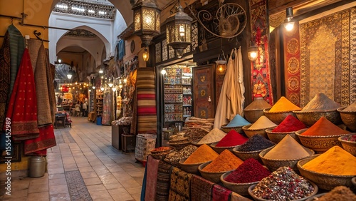 Colorful spices and goods at a market in marrakech morocco shop
