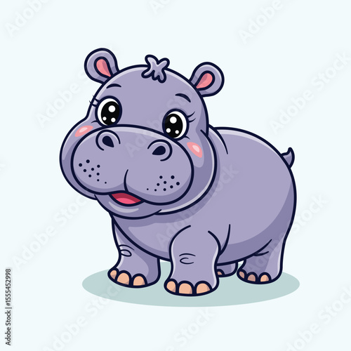 Cute Hippo Kawaii Zoo Vector Image