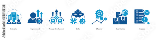 Business Performance banner web icon set vector illustration concept with icon of Enterprise, Improvement, Product Development, Skills, Efficiency, Best Practice, Analysis