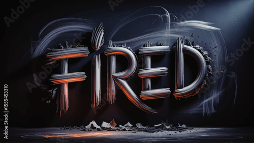 Dramatic 3D Painted "Fired" Text on Dark Grunge Background with Broken Debris and Light Effects – Conceptual Illustration