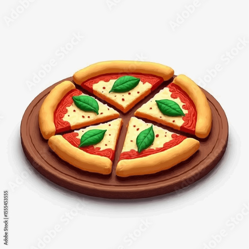 Deliciously crafted pizza with vibrant toppings served on a rustic wooden platter