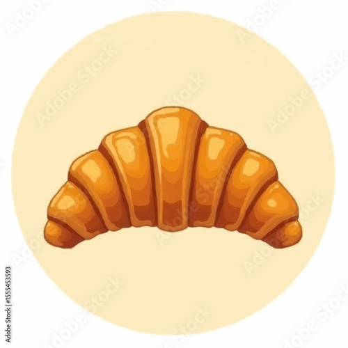 Delightful golden croissant evokes warmth and comfort in a cozy bakery setting