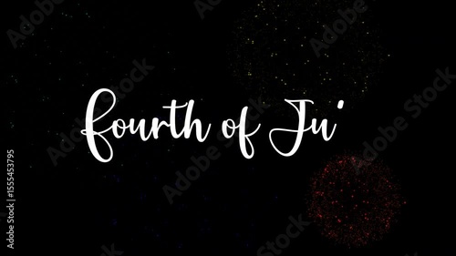 Independence Day text animation featuring vibrant Fourth of July fireworks to celebrate freedom. Suitable for patriotic holiday messages and social media posts.