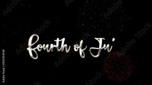 Independence Day text animation with Fourth of July sparkles on black background. Suitable for patriotic holiday social media posts and video celebrations.