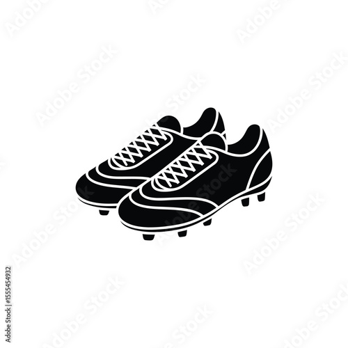 Black Soccer Cleats With White Laces Illustration on White Background Sportswear Icon