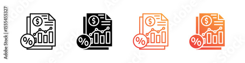 Interest Rates Multiple Style Icon Set Vector 