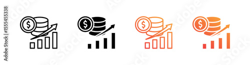 Inflation Multiple Style Icon Set Vector 