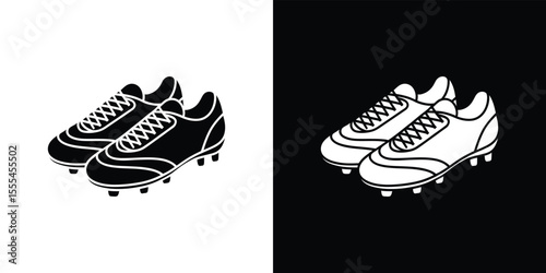 Illustration Soccer Cleats in Black and White on Split Background for Sports