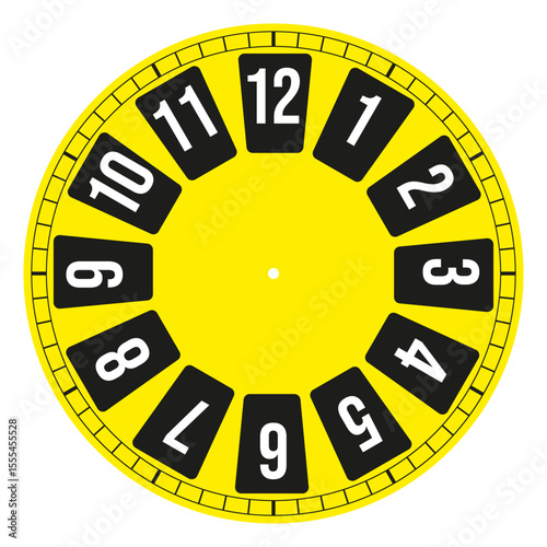 Retro Yellow Clock Face with Bold Black Numbers