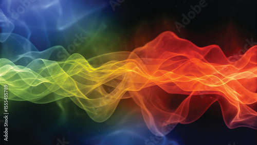 Abstract fiery smoke with colorful waves and motion for a dynamic hot energy background