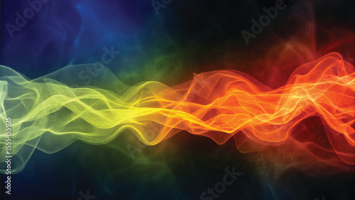 Abstract fiery smoke with colorful waves and motion for a dynamic hot energy background