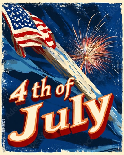 Celebrating America's Independence Day A 4th of July Fireworks and Flag Illustration
