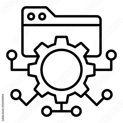 Managing Data Outline Icon Vector Illustration