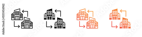 Merger Multiple Style Icon Set Vector 