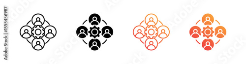 Community Multiple Style Icon Set Vector 