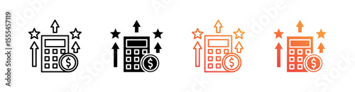 Cost Advantage Multiple Style Icon Set Vector 