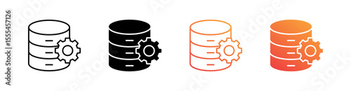 Data Multiple Style Icon Set Vector 