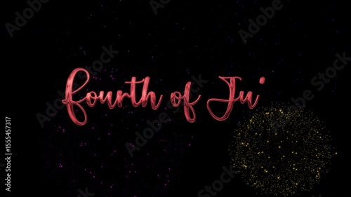 Independence text animation with fourth of July sparkles on black background. Suitable for social media posts, holiday promotions, and festive videos.