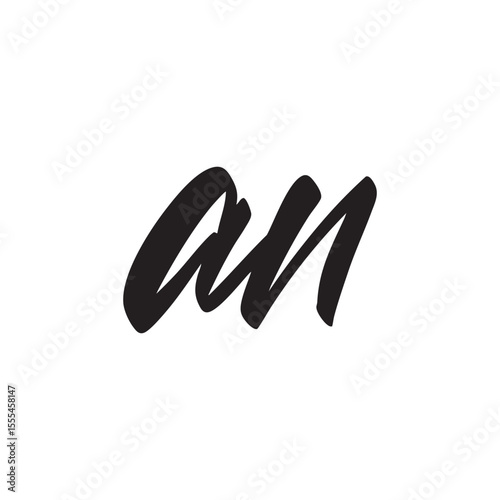 Initial Letter Logo Brush Calligraphy Style AN