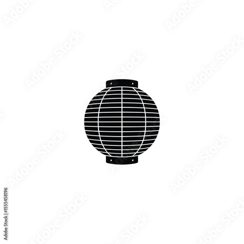 Single Black Hanging Lantern Graphic, Minimalist Asian Inspired Decor Element, Illustration