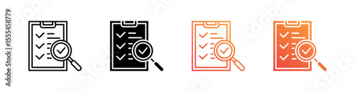 Checking Multiple Style Icon Set Vector 
