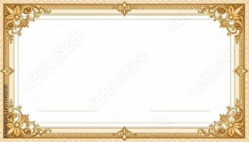 Elegant Golden Frame Certificate Template Printable Award Border Design